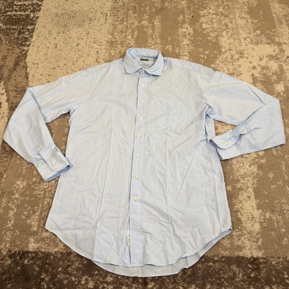 Sid Mashburn Shirt Mens Medium Blue Solid Slim Fit Dress Long Sleeve Cotton